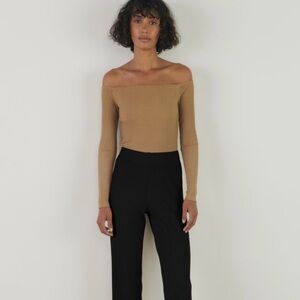 Enza Costa NWOT A Coste Off Shoulder Long Sleeve Top in Sand